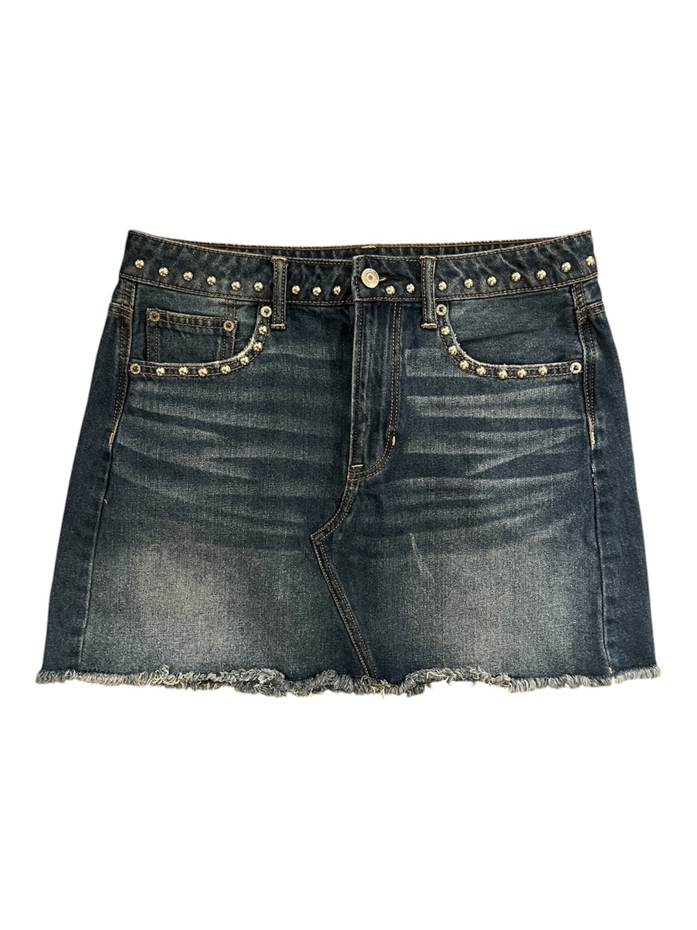 Y2K American Eagle Studded Dark Wash Denim Mini Skirt size 8